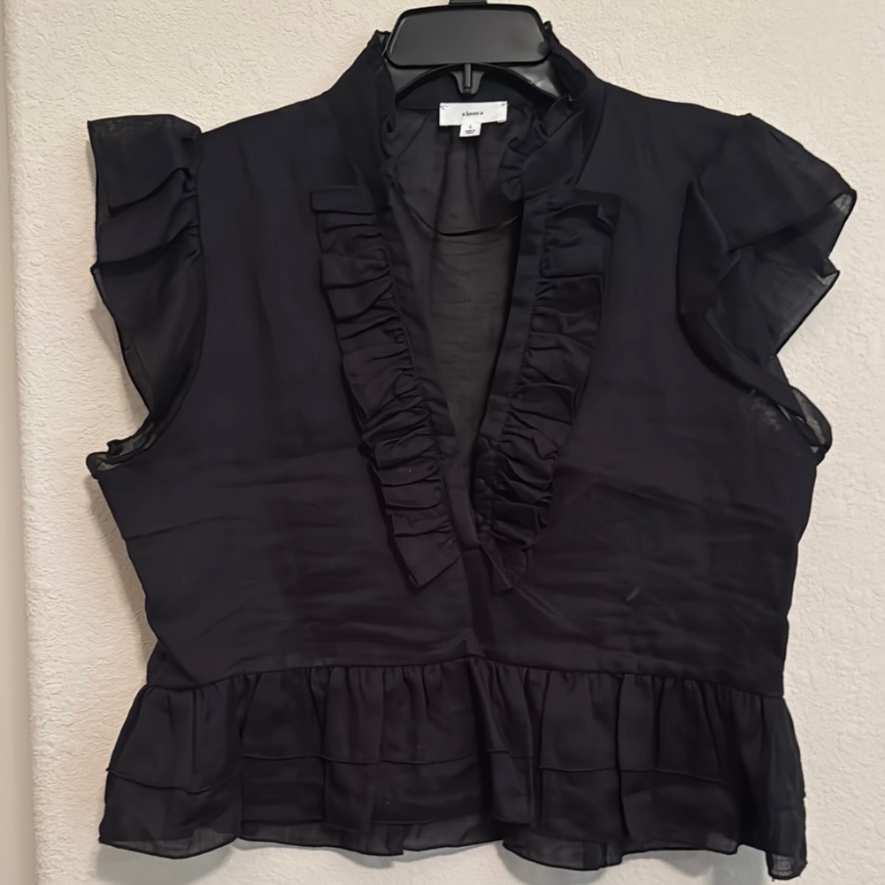 Chic Black Ruffled Top